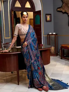 Saree mall Ajrak Block Silk Blend Patola Sarees