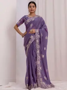 Satrani Floral Embroidered Pure Silk Saree