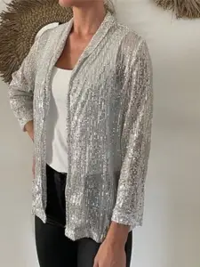 StyleCast Sequin Open Front Blazer