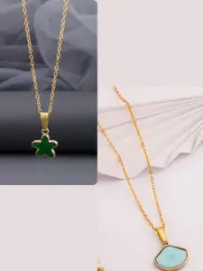 DressBerry Pack of 2 Gold-Plated Charms Pendant Chains