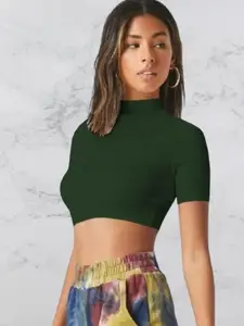 Dream Beauty Fashion Women High Neck Fitted Crop Top