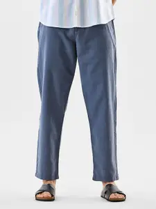 Snitch Men Blue Mid-Rise Relaxed Fit Trouser