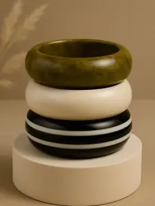 ATIBELLE Set Of 3 Round-Shaped Glossy Bangles