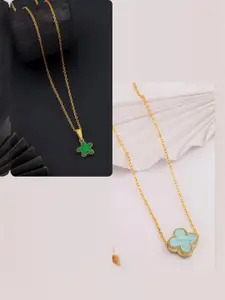 DressBerry Pack of 2 Gold-Plated Chain With Charms Pendants