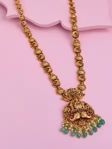 Kushal's Fashion Jewellery Gold-Plated Artificial Stones Studded & Beaded Antique Necklace