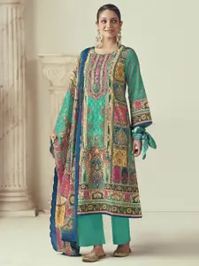 Stylee LIFESTYLE Printed Thread Work Pure Cotton Unstitched Dress Material