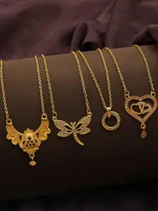 Anouk Pack of 4 Women Gold-Plated Chain With Pendants