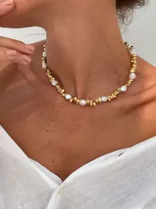 StyleCast x Revolte Gold-Plated Artificial Beaded Enamelled Minimal Necklace