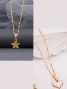 DressBerry Women Pack Of 2 Multi Color Gold-Plated Artificial Beads Causal Necklace