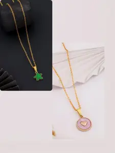 DressBerry Set of 2 Brass Gold-Plated Necklace