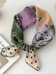 QUECY Ethnic Motifs Printed Silk Scarf