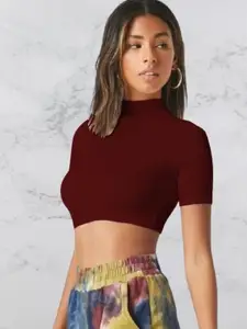 Dream Beauty Fashion Women High Neck Fitted Crop Top