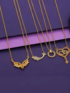 Anouk Brass Pack Of 4 Gold-Plated Chains With Pendant