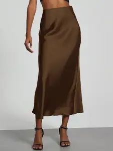 StyleCast A-Line Midi Satin Skirt