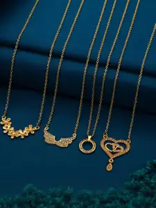 Anouk Women Set Of 4 Brass Gold-Plated Handcrafted Ethnic Necklace