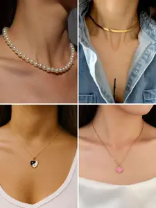 DressBerry Gold-Plated Stainless Steel Minimal Necklace