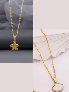 DressBerry Women Pack Of 2 Brass Gold Plated Charms Necklaces