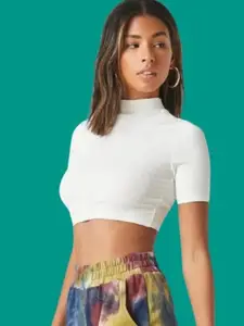 Dream Beauty Fashion Women High Neck Fitted Crop Top