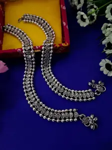 Sanjog German Silver-Plated Oxidised Anklet