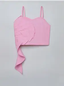 taffykids Girls Shoulder Straps Pleated Pure Cotton Crop Top