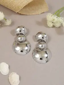 I Jewels Silver-Plated Crescent Shaped Drop Earrings