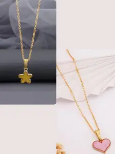 DressBerry Set of 2 Brass Gold-Plated Handcrafted Necklace