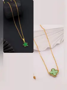 DressBerry Set of 2 Brass Gold-Plated Necklace