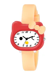 ON TIME OCTUS Girls Printed Dial & Straps Analogue Watch KD-017 BEIGE