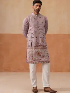 Jompers Men Woven Design Embroidered Kurta with Pyjama