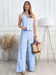 MIAKEE Self Designed Shirt Collar Top With Trousers Co-Ords