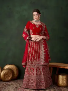MANVAA Embroidered Semi-Stitched Lehenga & Unstitched Blouse With Dupatta