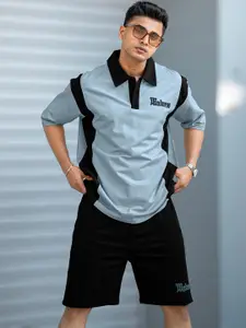 Maniac Madness Printed Cotton Oversized Polo Neck Half Sleeve T-Shirt & Shorts Co-Ord Set