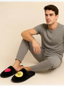 TRAVELKHUSHI Men Mr Love Soft Fur Home Slippper
