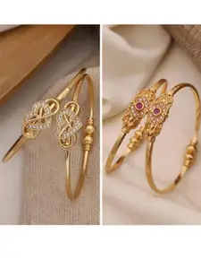 Anouk Gold-Plated 2 Pair Brass American Diamond Bangles