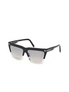 Tom Ford Women Grey Lens & Black Cateye Sunglasses with