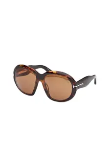 Tom Ford Women Brown Lens & Brown Oval Sunglasses with