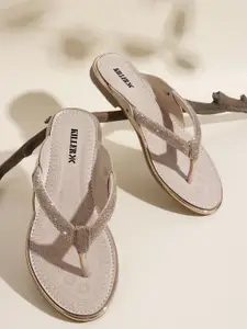 Killer Women Embellished T-Strap Flats