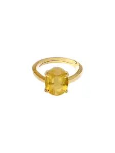Barmunda gems Gold Plated Yellow Sapphire Brass Finger Ring