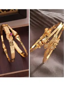 Anouk Pack O f 2 Brass Gold-Plated Adjustable American Diamond Bangles