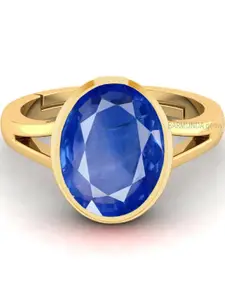 Barmunda gems Men Sapphire Blue Stone & Gold-Plated Brass Finger Ring