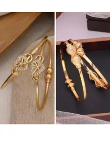 Anouk Set of 4 Gold Plated American Diamond Adjustable Bangles