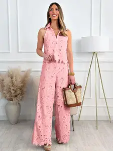 MIAKEE Self Design Top With Trousers Co-Ords