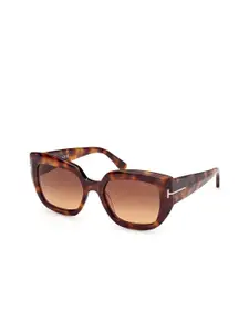 Tom Ford Women Brown Lens & Brown Cateye Sunglasses with