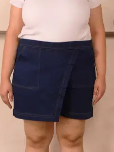 Indietoga Women High-Rise Cotton Wrap Denim Shorts