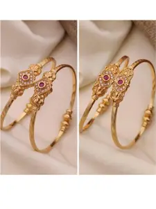 Anouk Set Of 4 Gold-Plated Brass American Diamond Studded Bangles