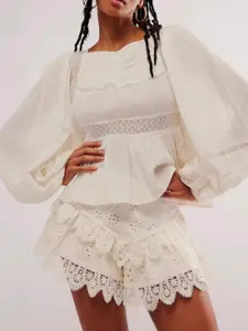 StyleCast Women Self Design Relaxed Fit Mid-Rise Regular Shorts