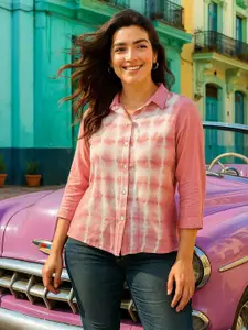 Maaesa Relaxed Fit Tie & Dyed Spread Collar Casual Shirt