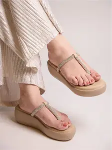 CAI Women Embellished Open Toe Laser Cuts Sandals