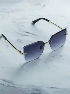 Leeway Women Black Lens & Gold-Toned Square Sunglasses with