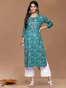Varanga Women Floral Printed Daily Cotton Straight Kurta